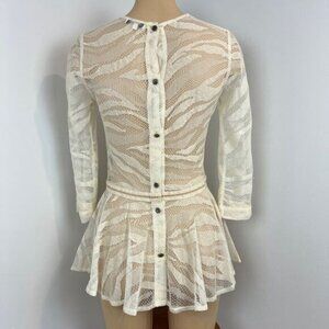 Roseanna Size 38 France White Sheer Lace  Peplum Dainty Delicate Buttoned Top